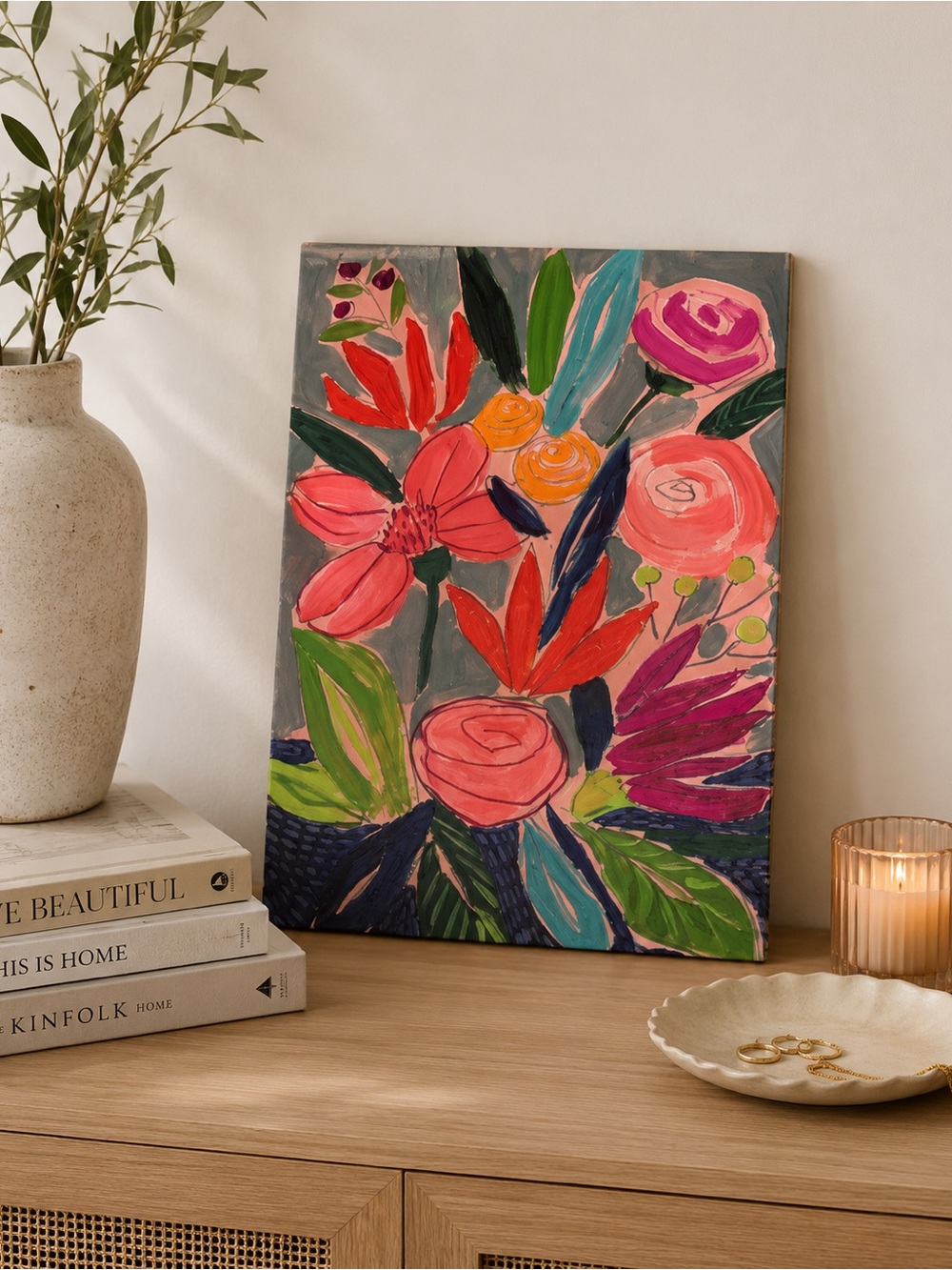 Naive Neon Bouquet I by Jennifer Paxton Parker 12X8